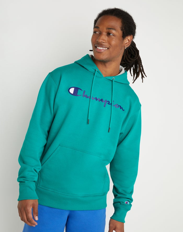 Sudadera Con Capucha Champion Hombre - Powerblend Fleece Script Logo ( Verde ) 1304876-WJ